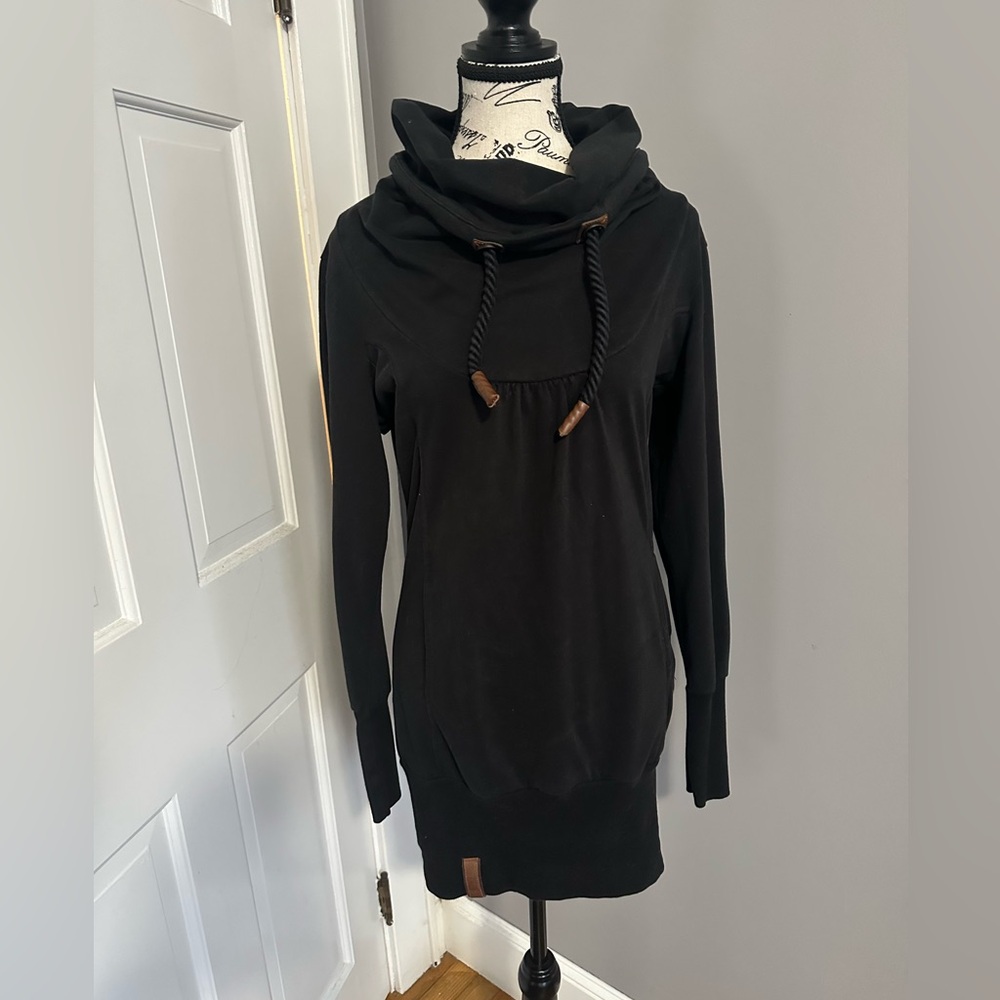 Medium Black Smocked Naketano Tunic Sweatshirt